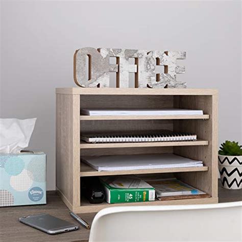 Adiroffice Shelf Desk Organizer Wood 4 Tiered Stackable Shelves File