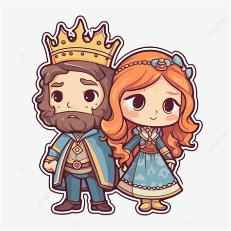 Prince And Princess Sticker Vector Royal Sticker Cartoon Png And