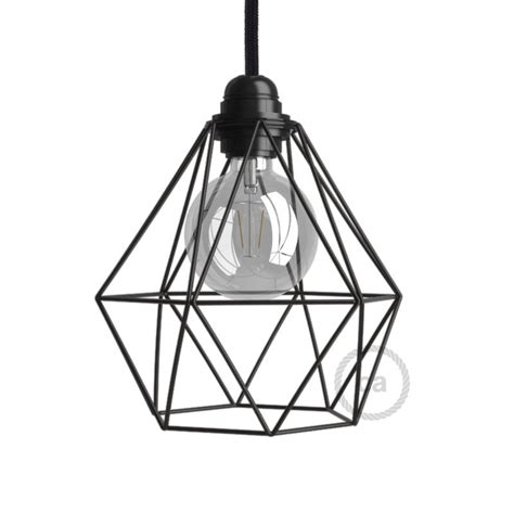 Naked Light Bulb Cage Lampshade Diamond Black Colored Metal E Fitting Sexiz Pix