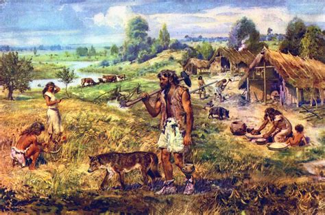 Neolithic Settlement Illustration By Zdeněk Burian