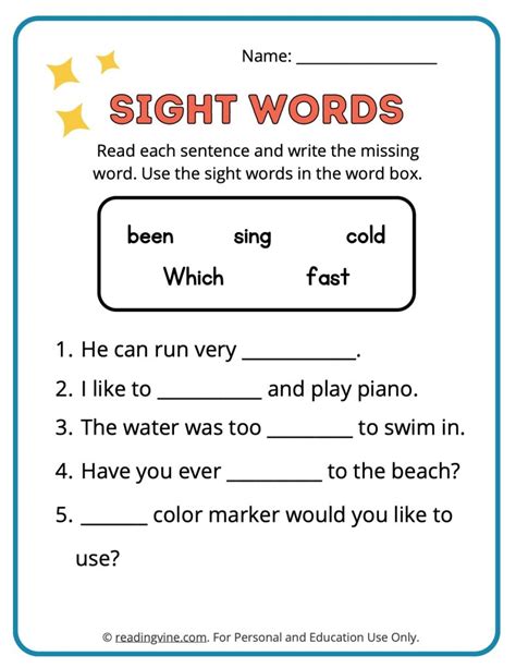 2nd Grade Sight Words Dolch Academy Worksheets Sight