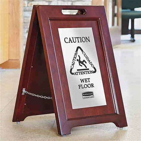 rubbermaid® wooden wet floor sign in stock uline