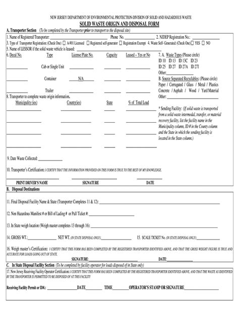 Njdep Splid Waste Forms Fill Online Printable Fillable Throughout