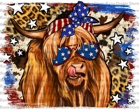4th of july highland cattle png sublimation designscottish etsy