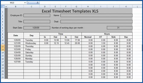 √ Free Editable Project Timesheet Template Excel