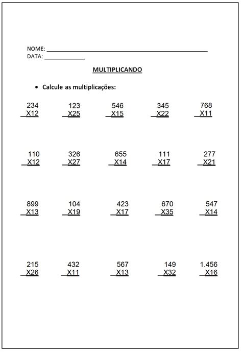 Jornal Ponto Com Atividades De Multiplicação Objetivo Resolver