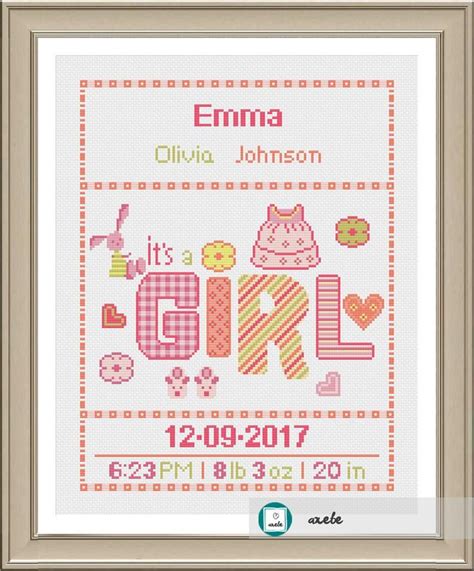 Maybe you would like to learn more about one of these? Cross stitch baby birth sampler, birth announcement, it's ...