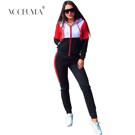 voobuyla autumn winter women running sets two piece tracksuit jogging suits sport suit hooded