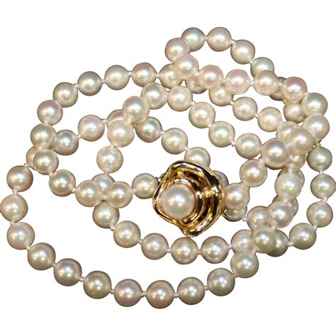 Fine Akoya Pearl Necklace With Beautiful 14k And Pearl Clasp 55mm