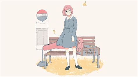 Anime Manga Anime Girls Simple Background Minimalism Short Hair Pink