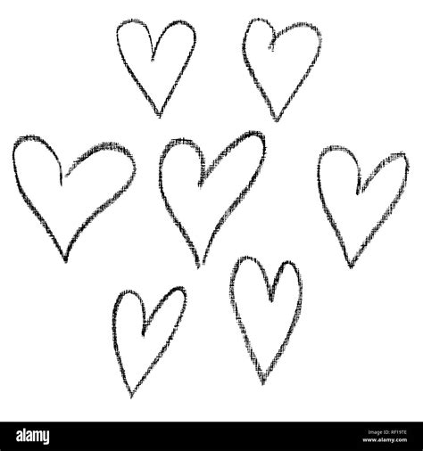 Chalk Heart Set Hand Drawn Collection Vector Illustration Stock