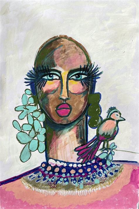 Fashion Girl With Bird Mixed Media By Rosalina Bojadschijew Fine Art