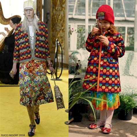 Gucci Girls Mini Me Gg Rainbow Velvet Coat And Silk Floral Pleated Skirt