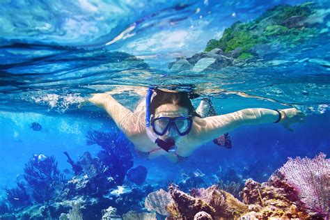 Young Women At Snorkeling In The Tropical Water — Yacht Charter