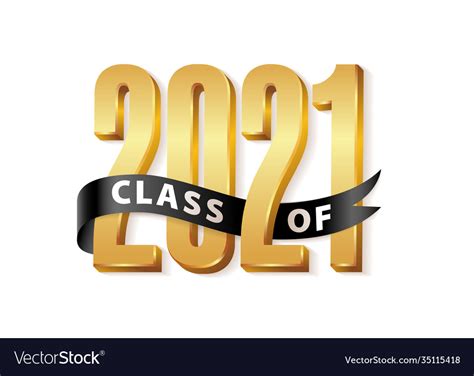 Class 2021 Gold Lettering Graduation 3d Logo Vector Image