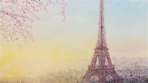 Eiffel Tower Springtime In Paris Acrylic Painting Live Tutorial Youtube