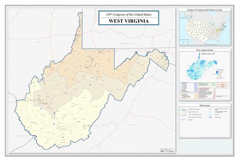 West Virginia Congressional District Map 114th Congress 20 Inch By
