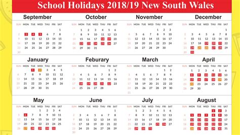 2018 Calendar Nsw School Holidays Calendar Holidays School School