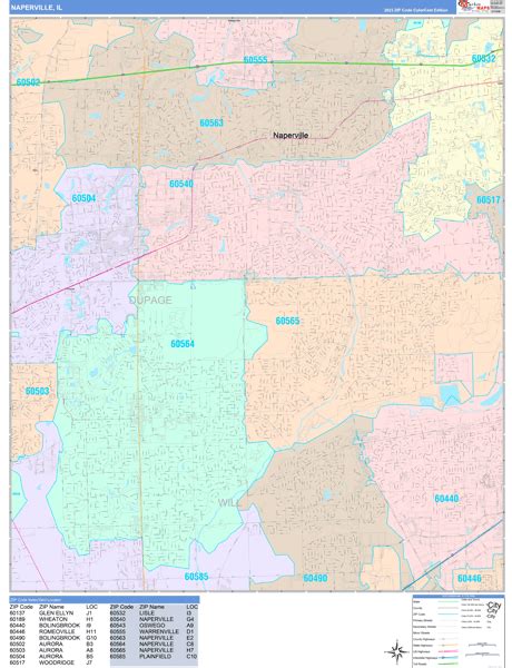 Naperville Illinois Zip Code Maps Color Cast