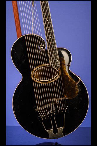 1915 Gibson Style U Harp Guitar With 10 Sub Bass Strings Black Top