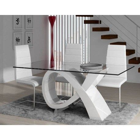 Mesas de centro, laterales y arrimos. Mesa de comedor moderna con cristal, color: blanco | Mesas ...