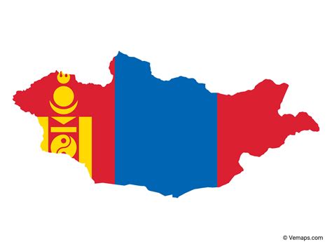 Flag Map Of Mongolia Free Vector Maps