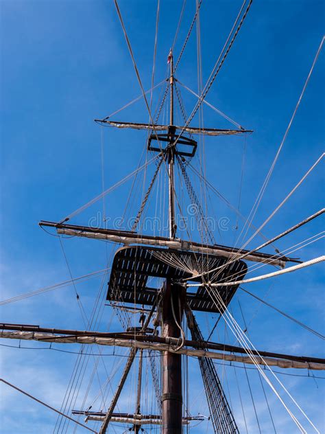 Old Sailing Ship Mast And Rigging Stock Photo Image Of Exploration
