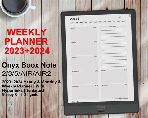 Boox Note Weekly Planner 2023 2024 Yearly And Monthly And Etsy