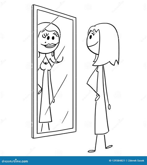 The Old Woman Saw Herself Was A Sex Young Lady In The Mirror After Taking The Pill Royalty Free