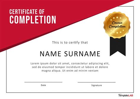 Certificate Of Completion Templates Free