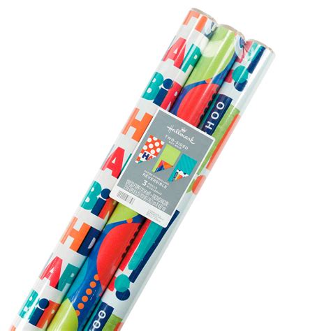 Birthday Celebration 3 Pack Reversible Wrapping Paper Wrapping Paper