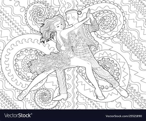 Beautifull Dancing Couple In A Patterned Outfit Vector
