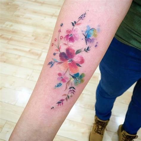 Feminine Colorful Floral Tattoo On Forearm Entertainmentmesh