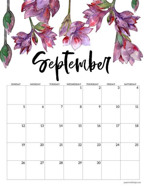 2021 Free Printable Calendar Floral Paper Trail Design Artofit