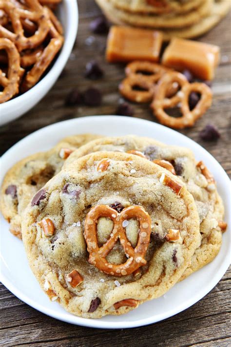 Salted Caramel Pretzel Chocolate Chip Cookies Two Peas And Their Pod