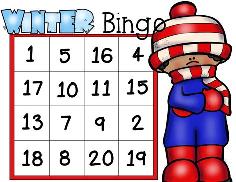 The Cozy Red Cottage Winter Number Bingo