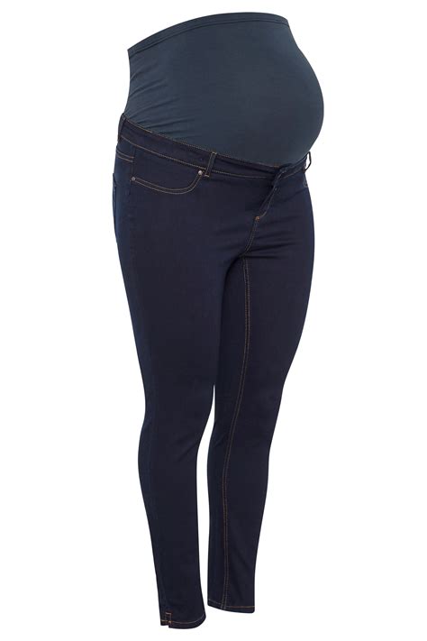 Bump It Up Maternity Indigo Blue Skinny Jeans With Comfort Panel Yours Clothing
