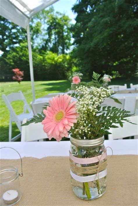 We will use lace, twine, burlap, and pink ribbon. 68 Best & Cheap Mason Jar Centerpiece Ideas