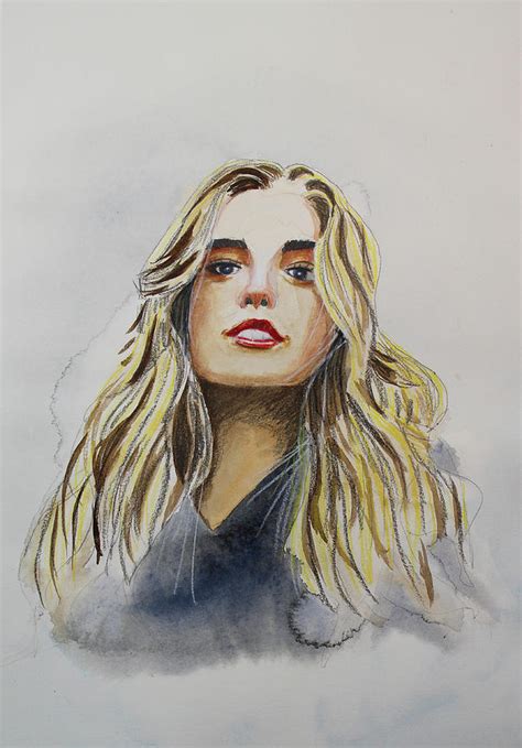 Portrait Of A Blonde Girl Painting By Spectrum Art Studio