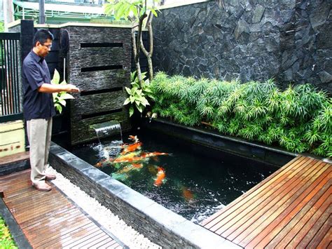 Kolam renang membentang di belakang rumah. Contoh Desain Kolam Ikan Hias Minimalis | RUMAH IMPIAN