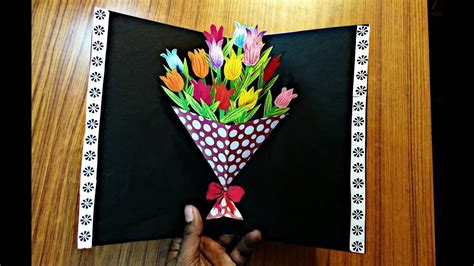Learn to make pop up flower bouquet cards for mother's day or any special occasion. DIY Flower Bouquet Pop up Card-Paper Crafts-Handmade Craft- Mother's Day card!