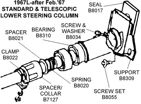 Lower Steering Column After Feb 67 Diagram View Chicago Corvette