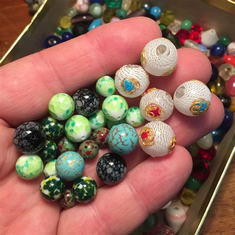 Sorting Through A Large Lot Of Vintage And Antique Glass Beads Venetian Czech German Peking