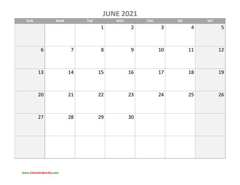 June Calendar 2021 With Holidays Calendar Quickly