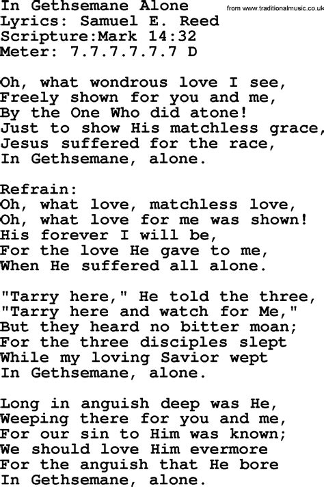 Hymns For Passiontide Title In Gethsemane Alone Lyrics With Pdf