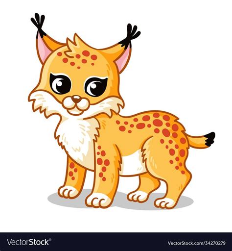 Cute Lynx On A White Background In Cartoon Vector Image On Vectorstock