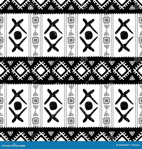 Black And White Ethnic Seamless Pattern Vector Illustration Stock