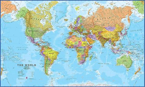 Maps International - Mapa del mundo gigante, póster político con el