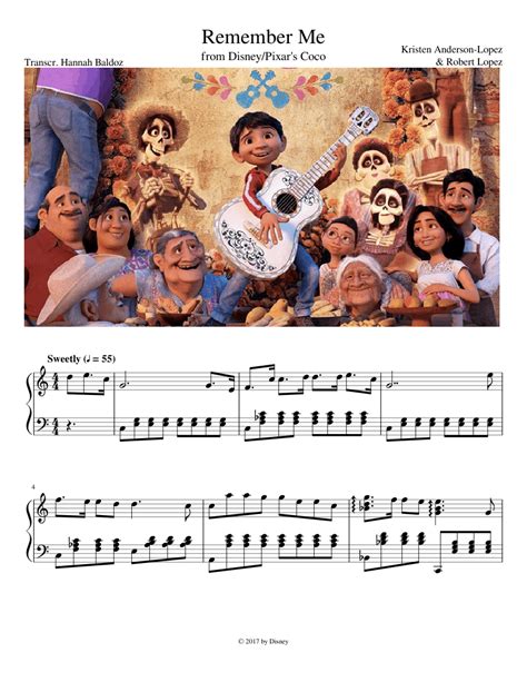 Remember Me Coco Sheet Music For Piano Solo