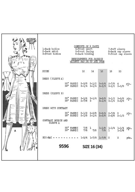 1930s Cap Or Puff Sleeve Tea Frock Pdf Sewing Pattern Bust 34 Etsy Uk
